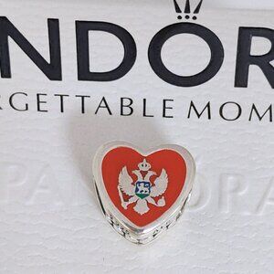 Pandora Montenegro Flag Bead Heart Charm Exclusive Travel Pendant S925 Silver